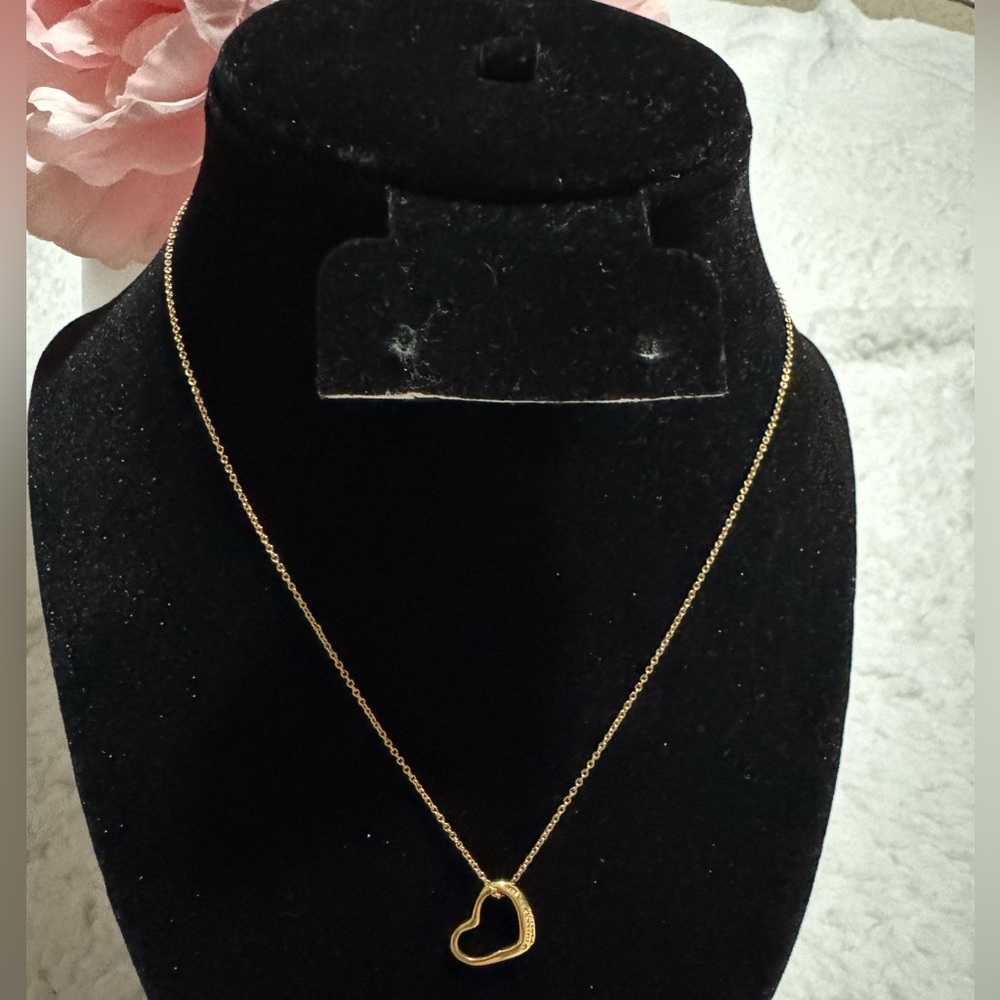 Tiffany & Co. 18k Gold Open Heart Necklace